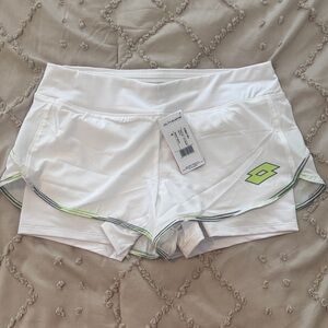 LOTTO Women's White and Green Athletic Shorts